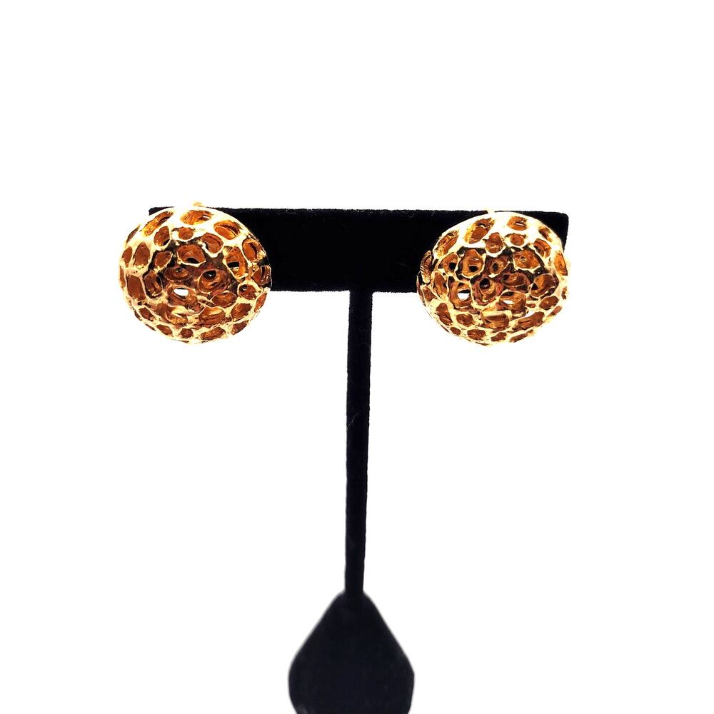 Vintage Sarah Coventry Gold Tone Filigree Ball Earrings Openwork Classic Jewelry